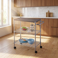 Chariot de cuisine en métal compact avec panneau de rangement en bois