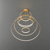 Lustre de luxe en or, en forme de pyramide inversée à plusieurs niveaux, DALI, à intensité variable, avec éclairage intérieur, en PET, acoustique, LED, pour hall d'hôtel