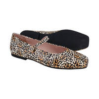 Chaussures plates pour femmes à bout carré, style rétro classique, imprimé léopard, avec boucle unique, type Mary Jane, imperméables et antidérapantes, idéales pour le quotidien