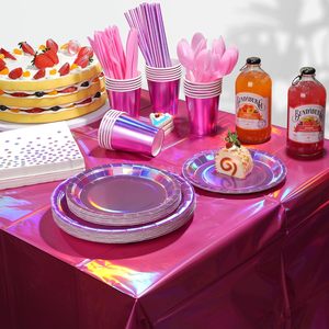 Ensemble <span class=keywords><strong>de</strong></span> vaisselle pour fête, assiettes <span class=keywords><strong>en</strong></span> <span class=keywords><strong>papier</strong></span> jetables, gobelets, couteaux, fourchettes, cuillères, pailles, ensemble <span class=keywords><strong>de</strong></span> <span class=keywords><strong>table</strong></span> à manger pour les fêtes d'anniversaire sur le thème des sirènes - Product Image 2