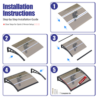 Auvent de terrasse en polycarbonate alvéolaire anti-UV avec support ABS, protection solaire, vente en gros