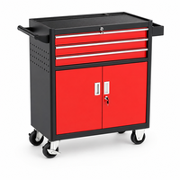 Chariot à outils robuste à 3 tiroirs avec armoire à double porte verrouillable OEM, capacité de 150 kg pour garage et atelier