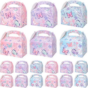 Caja de regalo de fiesta de té de Primavera de mariposa rosa, portador de dulces con temática Floral, caja de papel de mano para regalos y favores de fiesta - Product Image 4