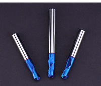Fraise à bout sphérique HRC65 en carbure de tungstène bleu, 2 dents, outils CNC, fraise de défonceuse