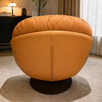 Fauteuil Chaise Longue en Cuir PU Orange Chaud, Fauteuil d'Appoint Moderne Rembourré Effet Nuage, Base Stable Antidérapante pour Hôtel et Salon