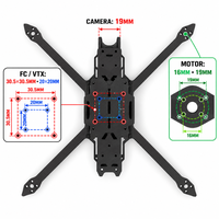 Châssis de drone FPV Warrior 13, 15 et 18 pouces, type X, pour quadricoptère, avec plusieurs options de distance entre-essieux pour l'assemblage