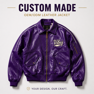 Veste universitaire <span class=keywords><strong>en</strong></span> <span class=keywords><strong>cuir</strong></span> personnalisée pour homme, corps <span class=keywords><strong>violet</strong></span>, patch chenille, veste de baseball zippée, service OEM de vêtements - Product Image 1
