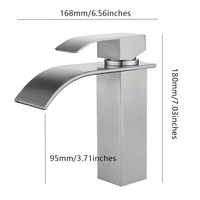 Robinet de salle de bain carré en acier inoxydable noir moderne Robinet de lavabo cascade avec mitigeur chaud et froid Robinet d'évier grue pour salles de bain