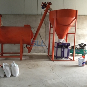 Lem perekat ubin Mortar semen pasir Mixer pita Horizontal mesin pencampur bubuk Mortar kering garis produksi tanaman