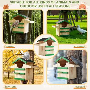 Casa para pájaros de madera maciza 35.6x21.6x21.6cm, caja de nido colgante para exteriores, comedero de jardín para pájaros - Product Image 4
