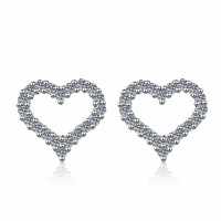 Conjunto de Joyería de Plata de Ley S925 con Colgante en Forma de Corazón, Collar, Pulsera, Anillo y Pendientes de Moissanita para Mujer