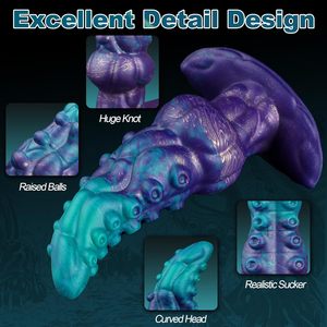 Produk seksual murah gurita tentakel <span class=keywords><strong>Penis</strong></span> bercahaya alien Anal <span class=keywords><strong>Plug</strong></span> <span class=keywords><strong>Vagina</strong></span> Dildo lembut kulit silikon penyumbat Anal dapat dipakai untuk pria - Product Image 5