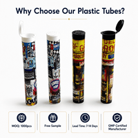 Tube à cigares simple de 98 mm, 109 mm, 116 mm, avec couvercle à ouverture facile, emballage en plastique résistant aux enfants, personnalisé, avec autocollant