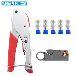 Инструмент для зачистки коаксиального кабеля, профессиональный обжимной инструмент для коаксиального кабеля с 5 компрессионными коннекторами типа F для RG6 - Product Image 1