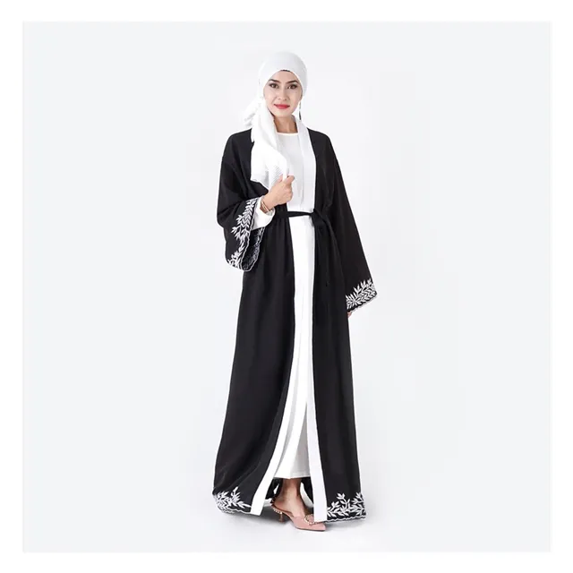 SIPO Abayas for Women Muslim Dubai Dress Solid Loose Fit Long Cardigan Islamic Kaftan Robe Open Front Maxi Length