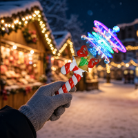 Baguette lumineuse LED en forme de canne à sucre et flocon de neige pour enfants, jouet rotatif lumineux de 14,5 pouces, testé ASTM F963, idéal pour les fêtes de Noël et d'anniversaire