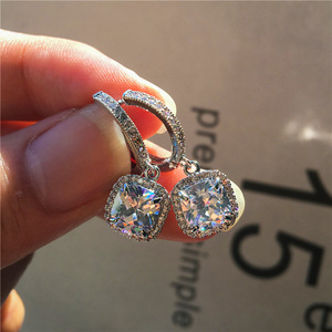 Orecchini pendenti quadrati con zirconi per donna, orecchini a gancio scintillanti, gioielli alla moda per le orecchie - Product Image 4