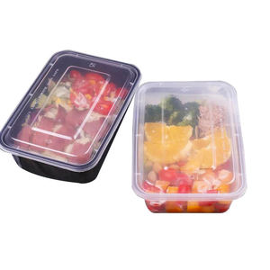 Personalizza per andare take away out lunch box bento box usa e getta preparazione dei pasti contenitore per alimenti in plastica usa e getta con coperchio microonde