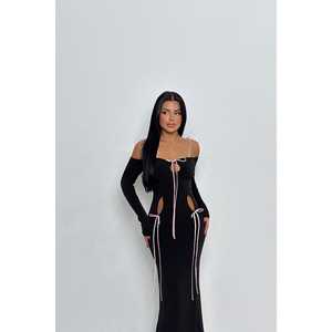 Robe de soirée longue noire à nouer - Product Image 2