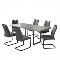 Table à manger extensible moderne KirKasa avec 6 chaises, panneau MDF, meubles en bois pour la maison, salle à manger/salon/cuisine, 130-170 cm, 6 gris
