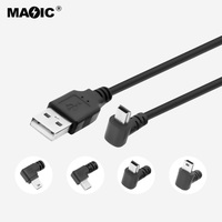Câble USB 2.0 de type A mâle vers mini USB mâle coudé à 90 degrés, personnalisable OEM, 1M, 1.5M, 2M