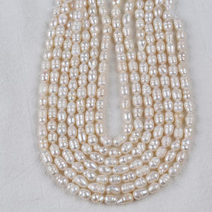 Chaîne de perles de riz d'eau douce naturelles faites à la main à Zhuji, 6-7 mm, perles en vrac pour collier et bracelet DIY, vente en gros de bijoux - Product Image 3