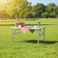 Table pliante en acier inoxydable épaissi, style médiéval, portable, rectangulaire, pour la maison, table de salle à manger, table d'extérieur commerciale