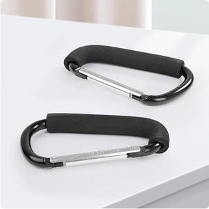 Mousqueton en alliage d'aluminium type D, capacité 1 kg, pour équipement de randonnée et poussette, coloris noir, argent, rouge, bleu, vert, violet, jaune - Product Image 5