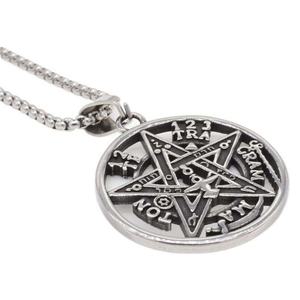 Collier pendentif pentagramme solomonic porte-bonheur en acier inoxydable original, étanche et anti-ternissement, pour femmes et hommes - Product Image 1