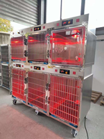 PJDY-06 Cage pour animaux de compagnie en acier inoxydable personnalisable avec lumière chaude et affichage de la température pour chats, chiens, usage en clinique vétérinaire
