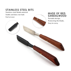 SHANGZHIYI Black/White Manual Barber &amp; Shaving <strong>Razors</strong> with Wooden Handle for Men Face &amp; Body Hair Removal - Product Image 4