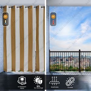Stripe Outdoor Curtain 180 GSM White Beige with Soft Neutral Vertical Stripes for Elegant Patio Styling Sun Protection and Relax - Product Image 3