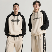 Ensemble de survêtements personnalisés avec logo brodé, veste à manches raglan bicolore, sweat-shirt à capuche et pantalon de survêtement