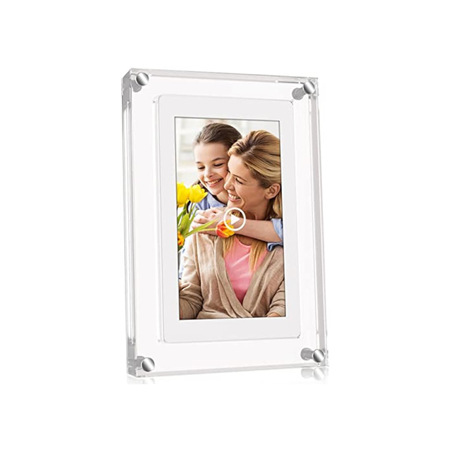 WiFi Crystal Digital Picture Frame 5Inch IPS Touch Screen HD Display Auto-Rotate Share Photos Frameo App