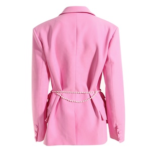 새로운 진주 체인 장식 대형 포켓 여성 정장 턱시도 우아한 여성복 - Product Image 5