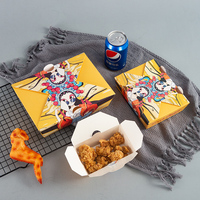 Caja para Hamburguesas de Papel Artístico Biodegradable con Laminado Mate y Relieve de 70g, para Pollo Frito, Comida para Bebés y Papas Fritas
