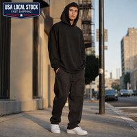 Gudang JKM USA Tersedia  Grosir Hoodie Fleece 350gsm Oversized 6 Warna Drop Shoulder Pengiriman Cepat Hoodie Vintage untuk Unisex