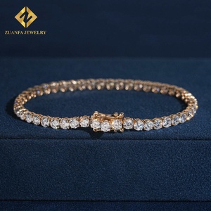 ZUANFA JEWELRY 4mm Round Brilliant Cut Lab Grown Diamond Tennis Bracelet Gold Plated Jewelry Luxury 925 Bracelet - Product Image 4