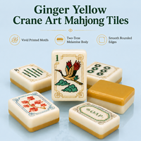 Mahjong Americano Acrílico con Patrón de Grullas Doradas Vintage (160 Fichas) - Regalo de Lujo Clásico Retro Premium para Fiestas y Entretenimiento