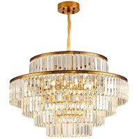 Lustre en cristal de luxe Meiliya à 4 niveaux, cadre doré, taille moyenne, installation facile, garantie de 2 ans, angle de faisceau de 360°