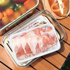 Portable Food Storage Container Rectangle Clip On Lid Camping Picnic Fruit Salad <b>Lunch</b> <b>Box</b> With Handle - Product Image 2