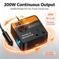 Convertisseur d'alimentation pour véhicule 200W, DC12V 24V vers AC110V 220V, avec port de charge rapide USB Type-C