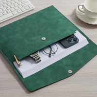 Carpeta de Documentos de Cuero PU Impermeable con Logotipo Personalizado, Carpeta de Archivos de Oficina A4 con Cierre Magnético y Portaplumas