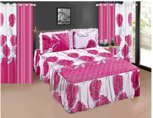 ชุดผ้าปูเตียงแบบมีระบายชุดผ้าปูที่นอนแบบมีกระเป๋ากระโปรงผ้าลินินมีระบายสีแดง - Product Image 1