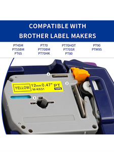 Mk Label Tape M631 MK631 MK-631 M631 12mm 0.47 "Noir sur Jaune Compatible <span class=keywords><strong>Brother</strong></span> P-Touch <span class=keywords><strong>PT</strong></span>-<span class=keywords><strong>65</strong></span> <span class=keywords><strong>PT</strong></span>-85 <span class=keywords><strong>PT</strong></span>-90 <span class=keywords><strong>PT</strong></span>-M95 PT100 <span class=keywords><strong>PT</strong></span>-45M - Product Image 4