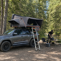 Tiendas de techo rígidas con ventanas laterales plegables para camping en coche, SUV, camión, viajes al aire libre, tienda de techo para vehículos.