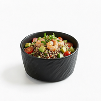 Bol à riz classique personnalisé en céramique et porcelaine texturée noire mate, écologique et durable, de 7,5 pouces, pour sauces et accompagnements, idéal pour la maison (Jozing)