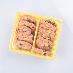 Chất lượng cao Tùy chỉnh màu vàng thực phẩm Bao bì hộp Cookie pasteries hình vuông 2-chia dày nhựa kín hộp với nắp - Product Image 3