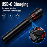 Lampe torche laser zoomable 10W, batterie 1200mAh, rechargeable par type C, 3 modes d'éclairage, en aluminium aéronautique, torche d'urgence