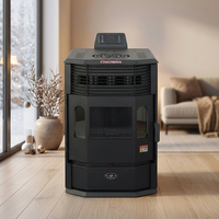Chaowan 23KW Poêle à granulés de bois moderne autoportant en acier avec verre trois faces, protection contre la surchauffe, garantie de 3 ans
